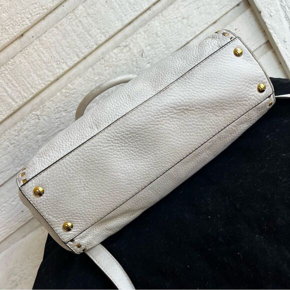 MICHAEL KORS White Gold Hamilton Satchel Tote Handbag Jet Set Raven Fulton - Picture 7 of 11